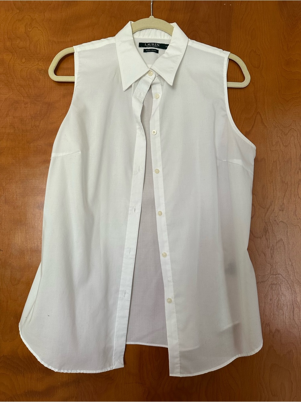Lauren Ralph Lauren Women’s White Sleeveless No-Iron Oxford, Size 12